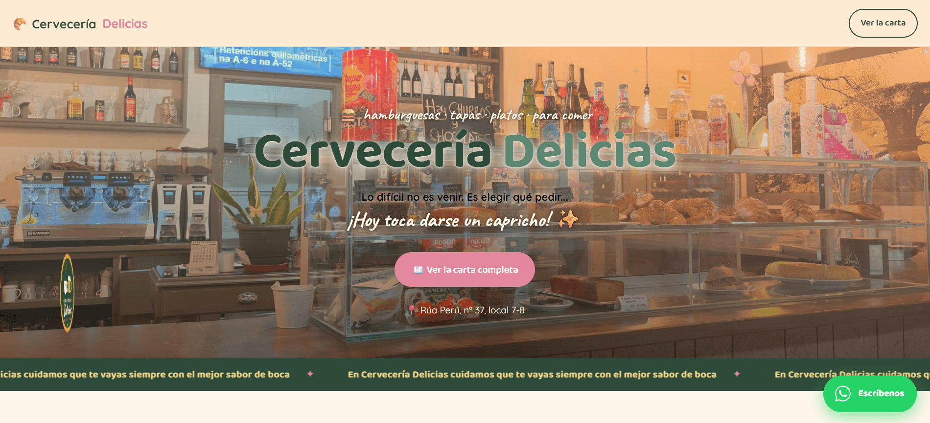 Captura de la web de Cervecería Delicias